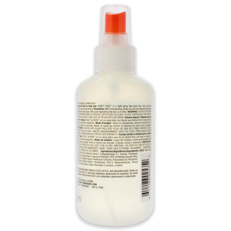 RUSK Designer Collection Thick Body and Texture Amplifier, For Fine, Limp Hair, Creates Body, Texture and Volume, 13.5 fl. oz.