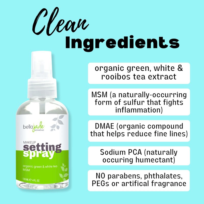 Makeup Setting Spray - Hydrating Dewy Finish with Organic Green Tea & MSM | Long-Lasting 4 oz for All Skin Types