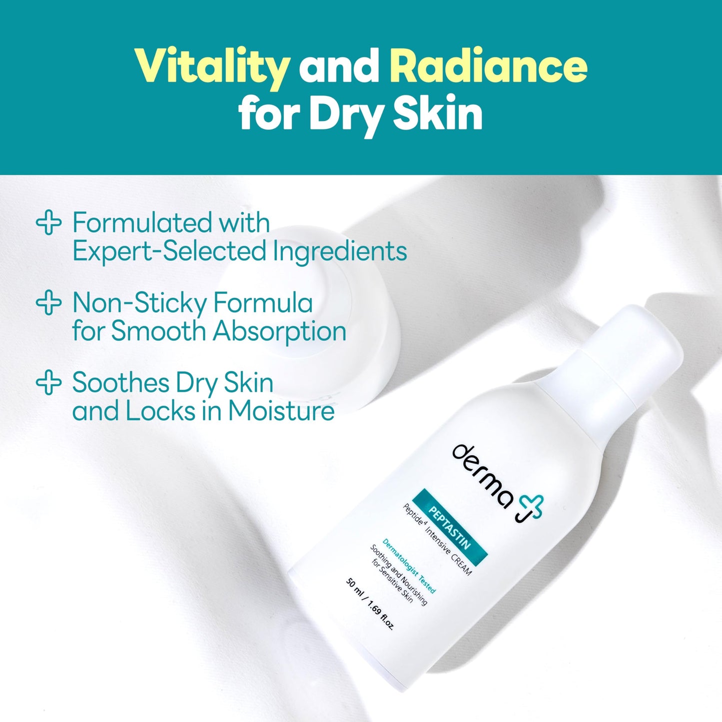 derma J Premium Face Cream: Enriched with Collagen-Boosting Peptides for Advanced Skin Recovery & Brightening Effects - Dermatologist's Choice for Intensive Care (1.69 Oz)