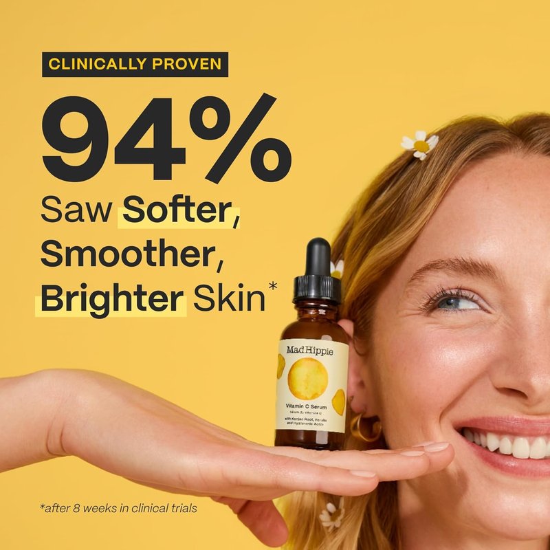 Mad Hippie Travel Face Serum Set - Skin-Brightening Vitamin C & Firming Retinol | Day & Night Dual Pack, 0.5 Oz Each