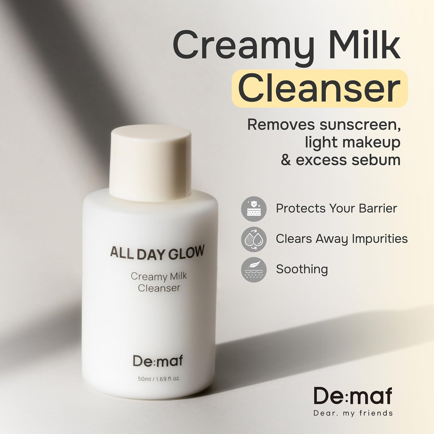 De:maf Welcome Kit Cleansing Set – Gentle Cleansing Trio with Travel Pouch | Olive Oil, Milk, and Rice Foam Cleansers for All Skin Types