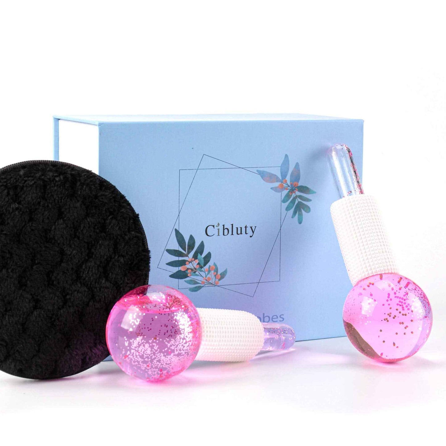 CIBLUTY Facial Ice beauty ball- 2PC Globes Pink Facial Roller for Cold or Hot Skin Massagers Globe Durable Quartz Glass for Face and Eye Rollers Reduce Puffiness