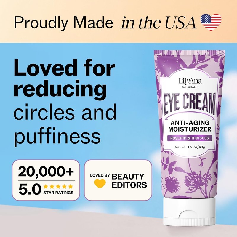 LilyAna Naturals Eye Cream - Dark Circles & Puffiness Treatment | Anti-Aging for Sensitive Skin - 1.7 oz