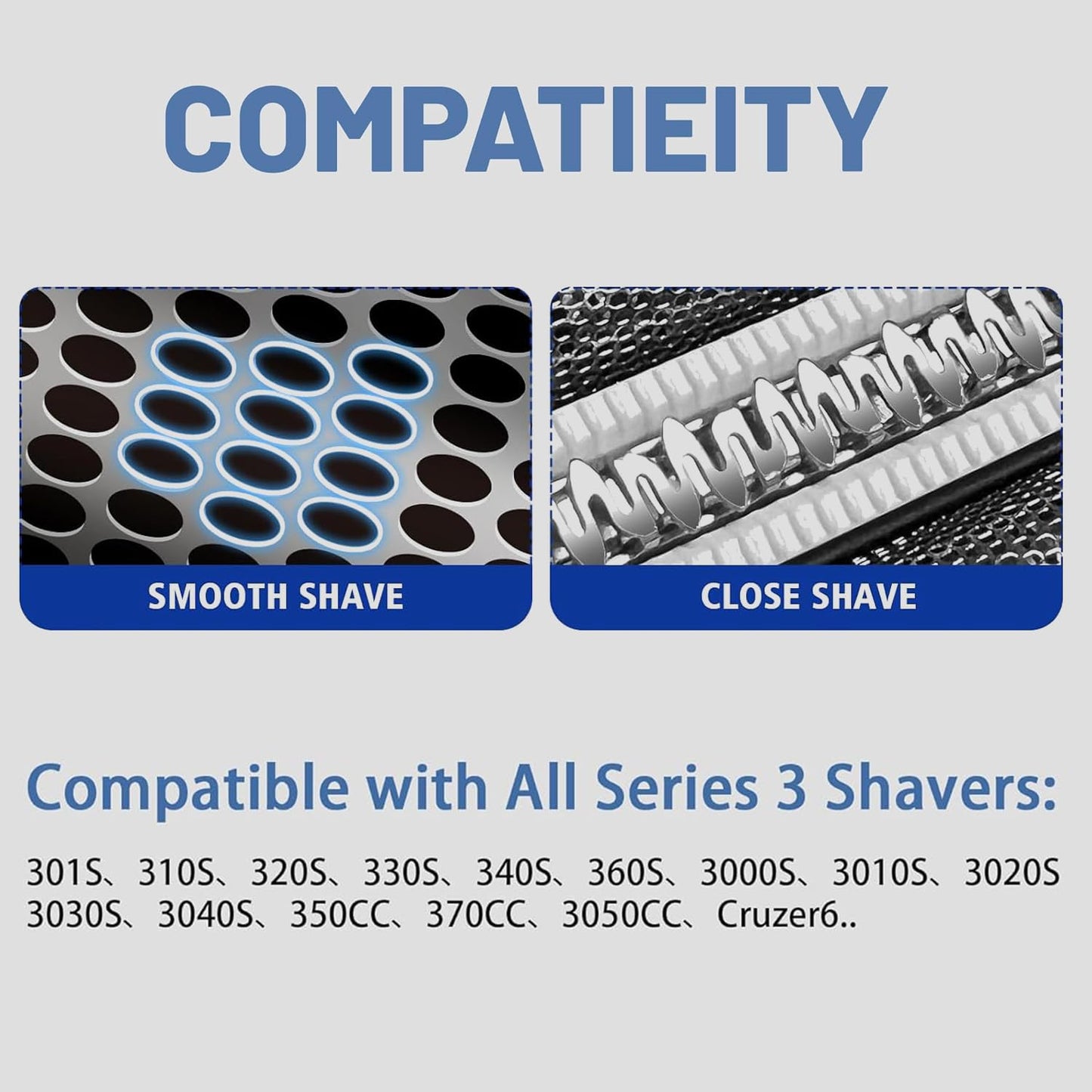 Braun Series 3 Replacement Shaver Head - Compatible Foil & Cutter Blades for S3 Models | 1 Pack