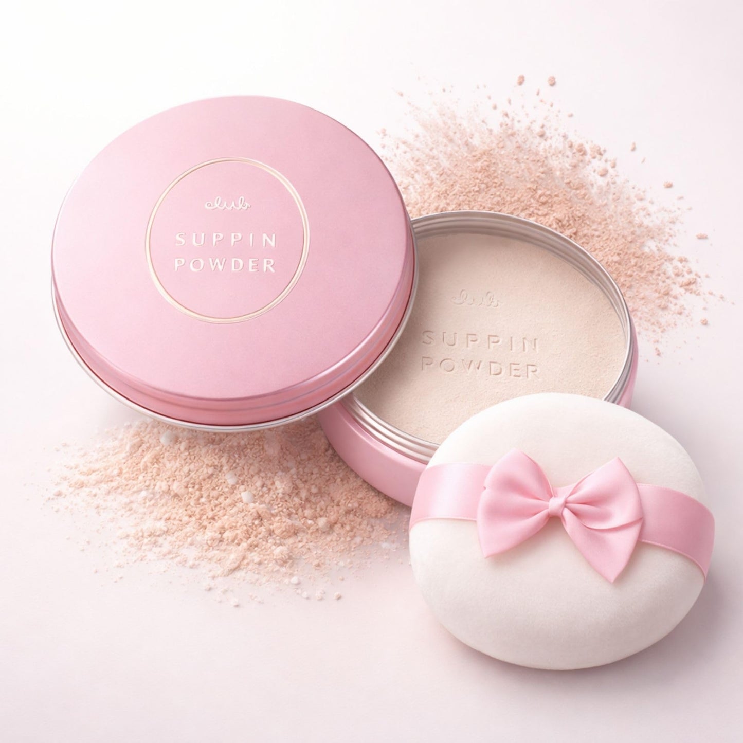 Club Suppin Translucent Setting Powder Foundation, Loose Pressed Powder, Makeup Setting Powder & Finishing Powder for Face with Shea Butter, Amino Acid& Aloe, Overnight Japanese Skincare, PASTEL ROSE