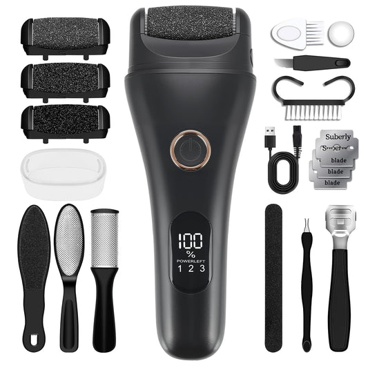Callus Remover for Feet, 3 Speed Electric Foot Scrubber with Larger Grinder&LCD Display, Wet&Dry Using Foot File Professional Pedicure Tools, Foot SPA to Remove Callus Cracked&Hard Dead Skin (Black)