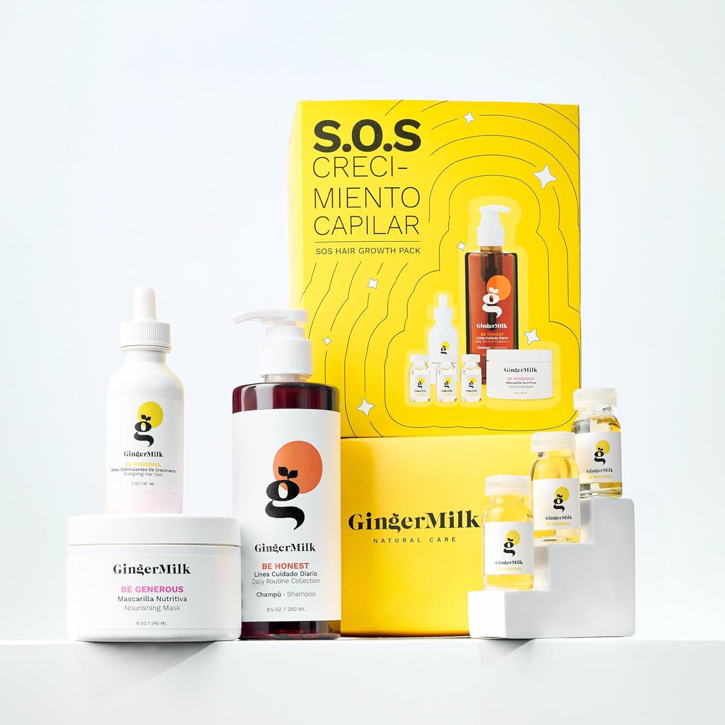 Ginger Milk SOS Hair Growth Kit - Vegan Hair Care Set with Biotin, Serum, Shampoo, & Nourishing Mask | Strengthens Roots & Reduces Hair Loss
