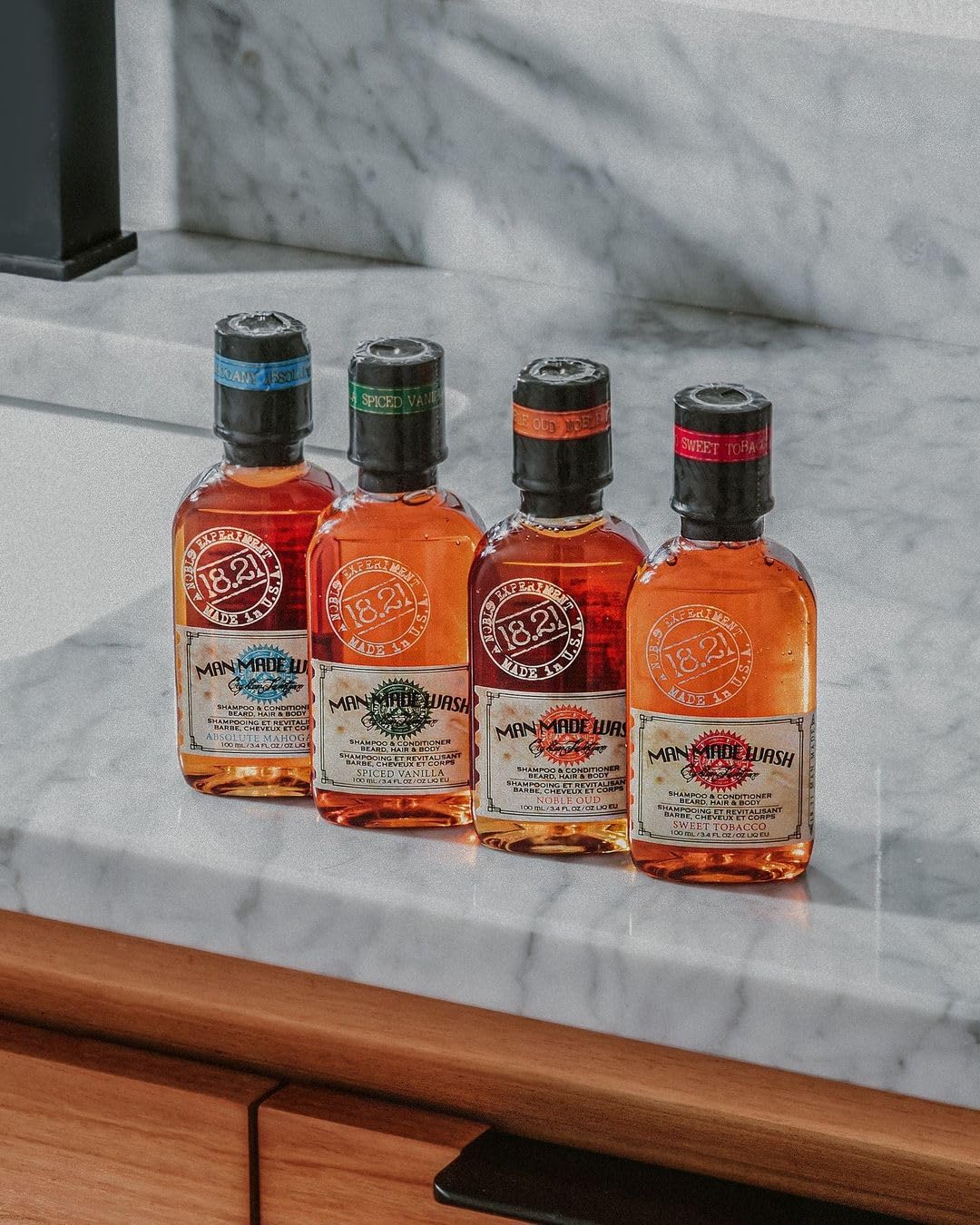 18.21 Man Made Original Four-Scent Variety-Pack 3-in-1 Body Wash, Shampoo, & Conditioner for Men, All Hair & Skin Types, Strengthens and Moisturizes in a Manly Aroma