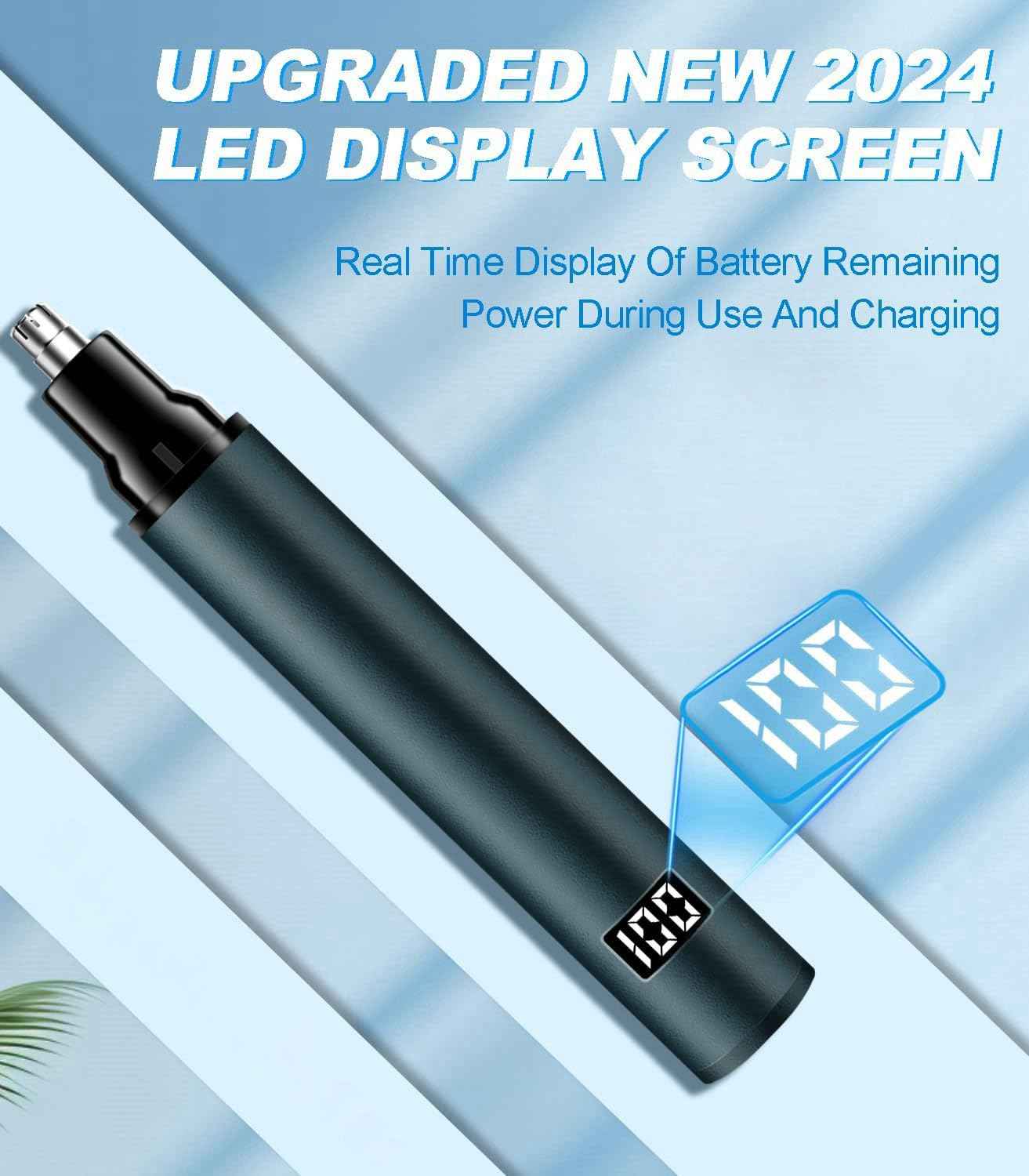 Nose Hair Trimmer - 2025 Professional Painless Ear Hair Trimmers for Men, USB Rechargeable Nose Hair Trimmer Clipper – 14,000 RPM IPX7 Waterproof Dual Edge Blades, Blue