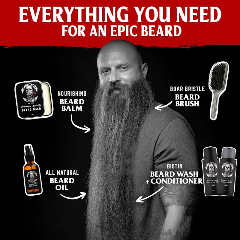 Mad Viking Fjord Beard Oil - Hydrate, Soften And Grow Your Beard Naturally. Fight Itch And Dandruff With A Crisp Yet Woodsy Mint, Orange, Cedarwood & Sandalwood Scent. Made In The USA - 2oz