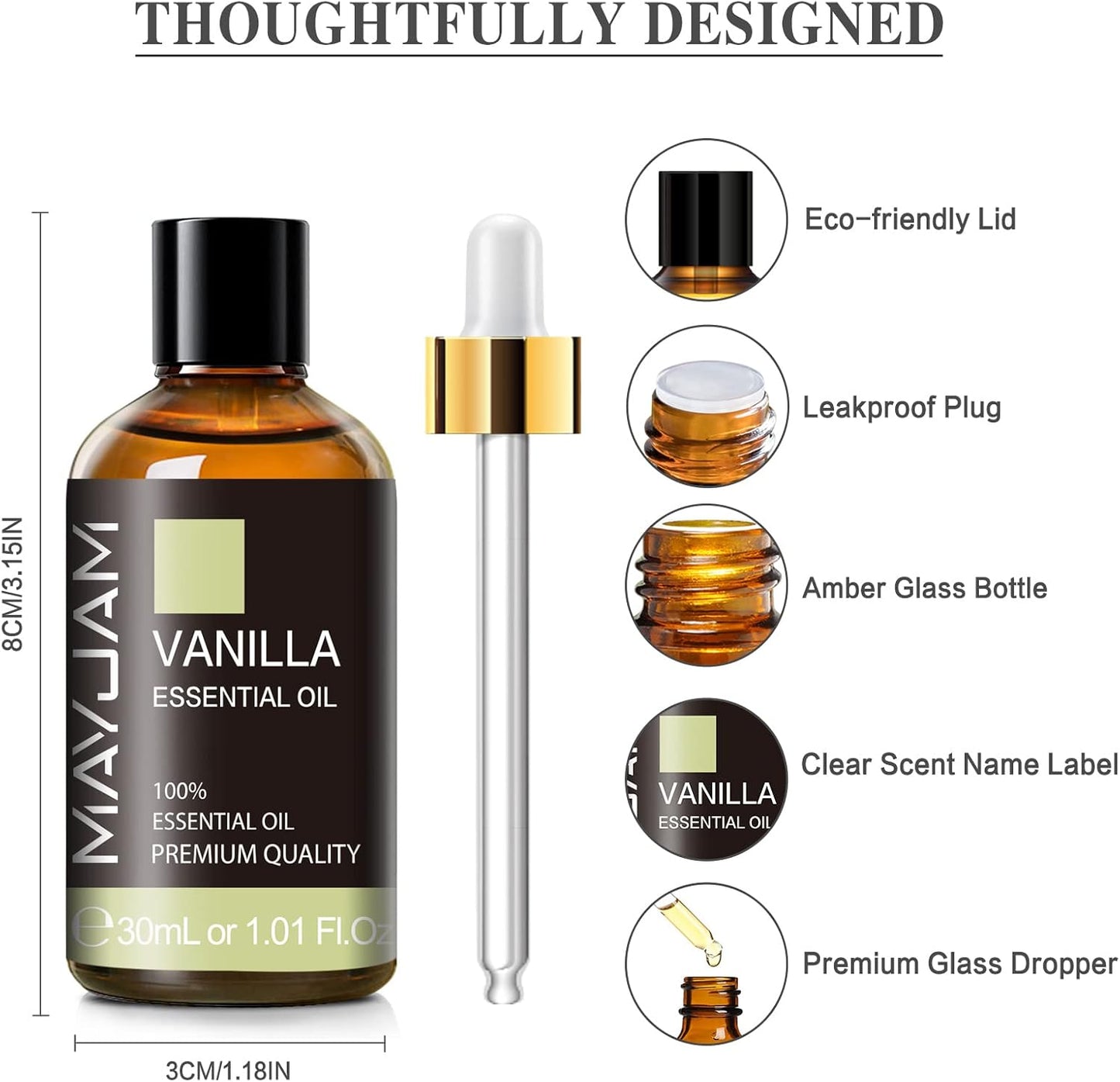 Vanilla Essential Oil - Premium Aromatherapy Oil for Diffusers, Soap & Candle Making | 30ml/1.01fl.oz