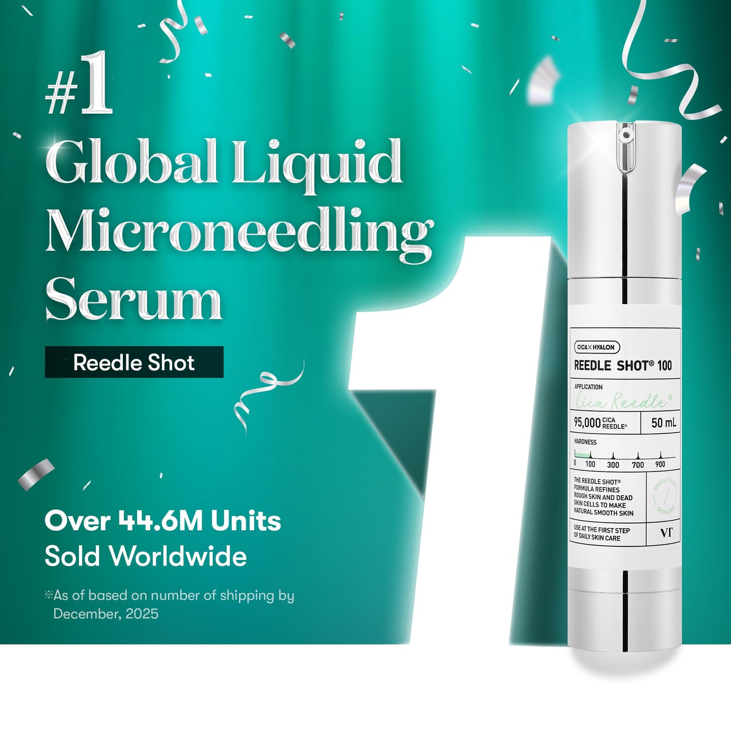 VT COSMETICS CICA Reedle Shot 100, Spicule Microneedling Serum for Pore Care & Exfoliation, Exosome, Centella Asiatica for Glass Skin, Skin Texture, Korean Liquid Skin Booster (1.69 Fl Oz / 50ml)