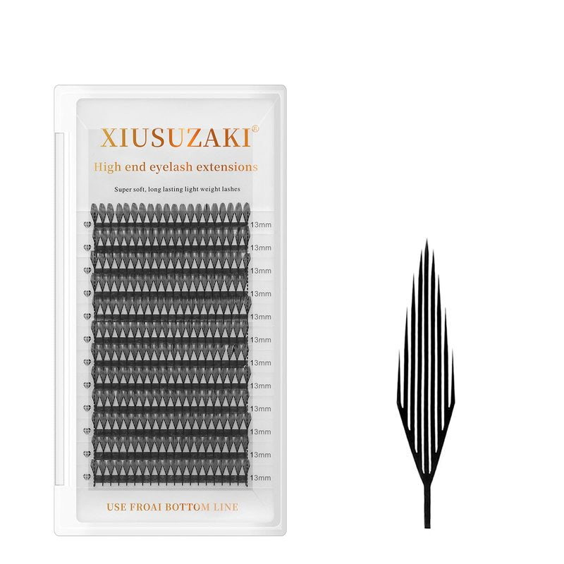 XIUSUZAKI Premade Anime Manga Lashes Extension, Comic Spire Volume Lashes 0.07 C/D Curl Wispy Matte Black Lash Extensions (MHTJ-0.07-C-MIX-8MM-15MM)