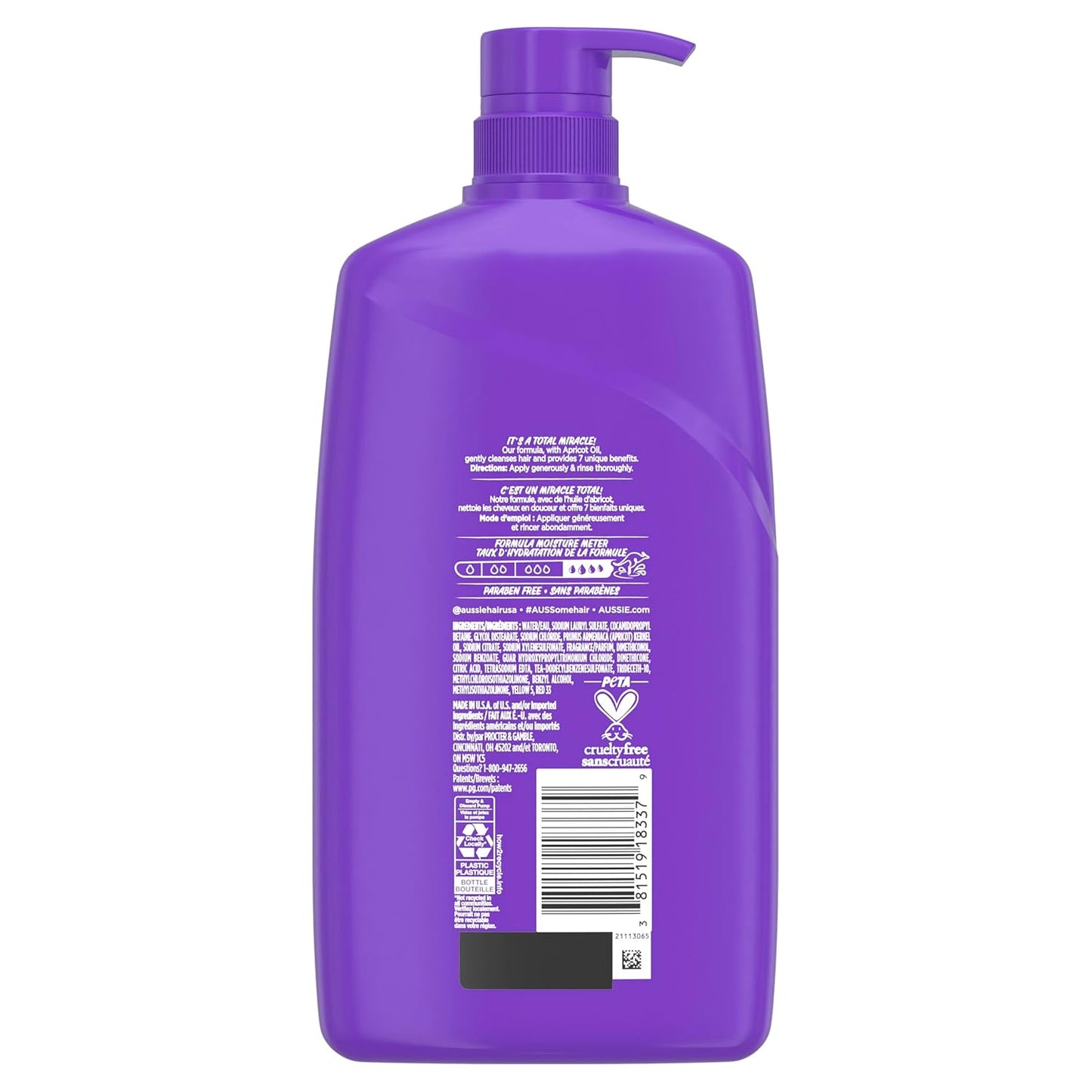 Aussie Total Miracle Shampoo - Paraben-Free Apricot & Macadamia Oil | 26.2 fl oz, Pack of 4