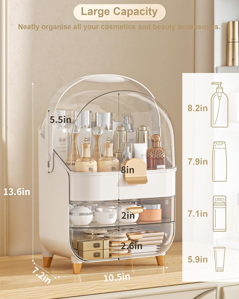 Makeup Organizer - Countertop Skincare Holder & Cosmetic Storage Box | Ideal Teen Girl Gift for Vanity & Dresser