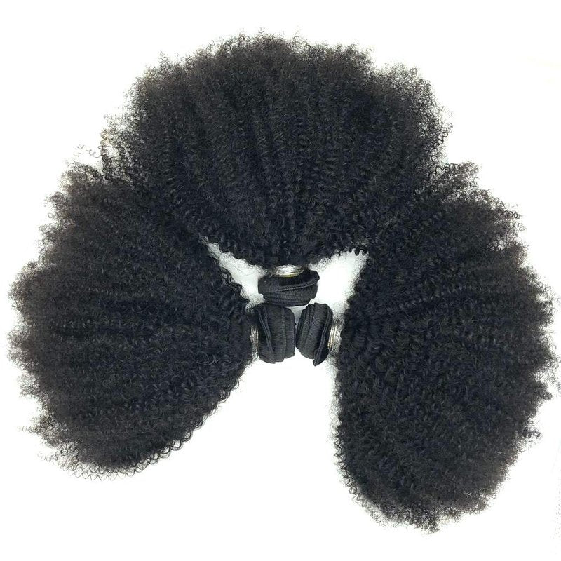 4b4c100% Unprocessed Afro Curly Human Hair Bundles 10A Brazilian Virgin Human Hair 1 Bundle 20 Inch Afro Curly Weave Hair Extensions Natural Black Color for African American Women (20inch)