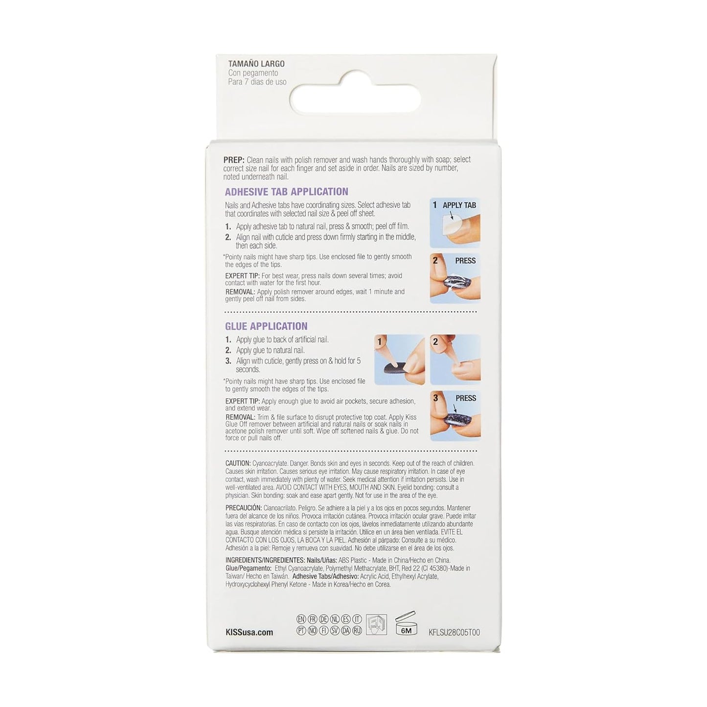 KISS Gel Fantasy Press-On Nails - Beige Coffin Shape, Long Size | Includes 28 Nails & Nail Glue