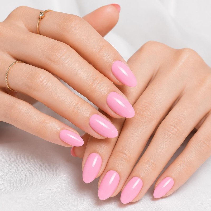 Modelones Pure White Press on Nails Almond, Short Almond Fake Nails, Reusable Nail Kit with Nail Glue Adhesive Tabs Mini Nail File, Nails Press Ons 32Pcs16 Sizes