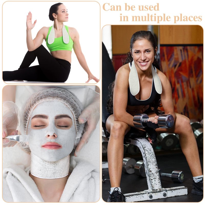 Tegeme Microfiber Terry Cloth Neck Strips Fast Drying Towel for Neck Absorbent Barber Strip Salon Strips for Hair Cutting Shampoo Towel Wrap Hair Stylist Barber Spa, White(24)