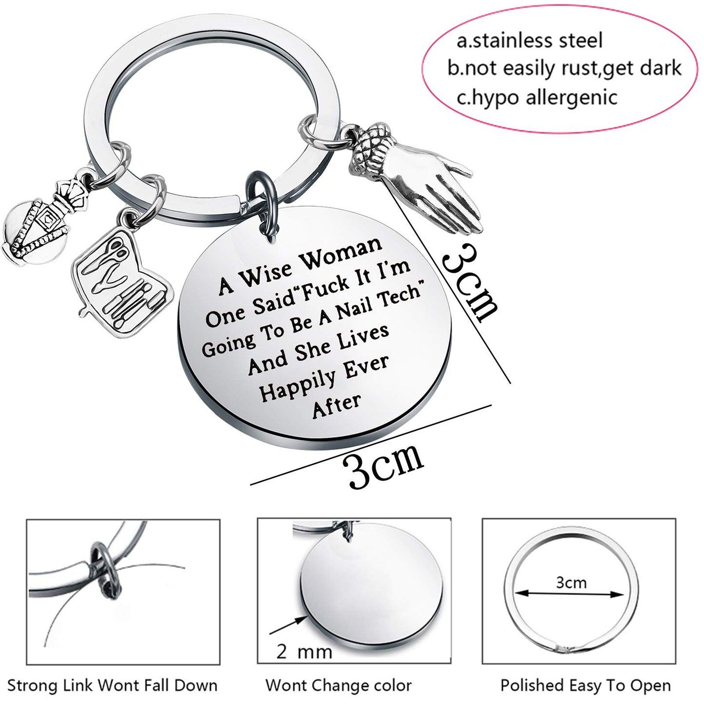 TGBJE Nail Technician Gift Manicurist Gift A Wise Woman Going to Be A Nail Tech and She Lived Happily Ever After Nail Tech Jewelry Nail Tech Keychain Nail Artist Gift (wise nail tech)