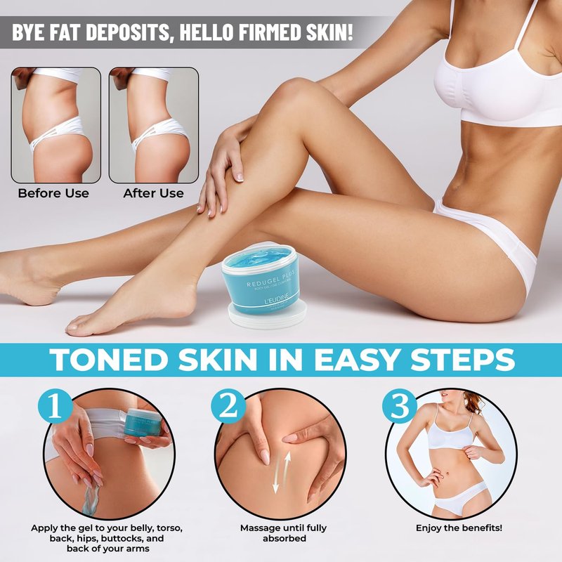 L’EUDINE Redugel Plus Skin Tightening Cream for Body – Belly Firming Cream with Mint Oil, Field Horsetail, Marine Algae & Maca Extract - Skin Firming and Tightening Lotion, 8 Oz