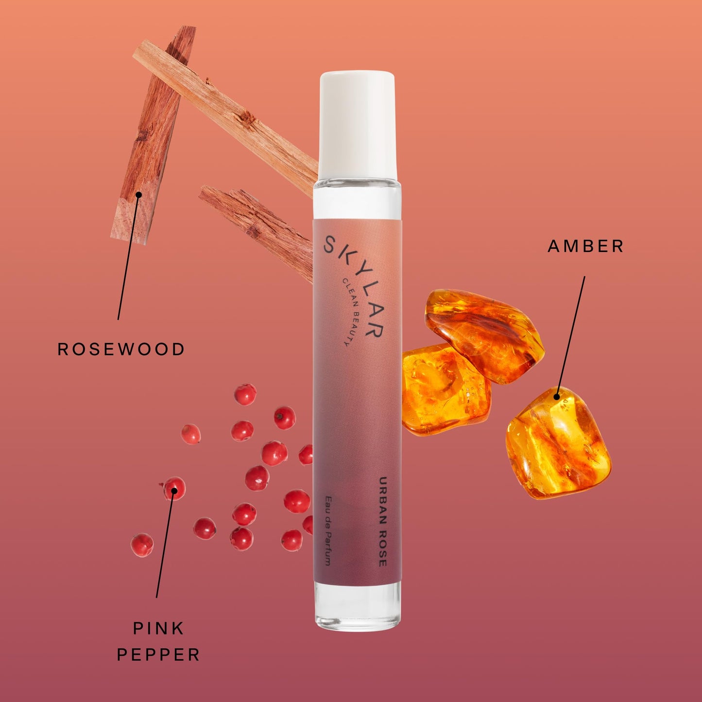Skylar Urban Rose Eau de Parfum-Hypoallergenic & Clean Perfume for Women & Men, Vegan & Safe for Sensitive Skin-Spicy Floral Perfume with Notes of Pink Pepper, Amber & Rosewood 10mL /0.33 Fl oz