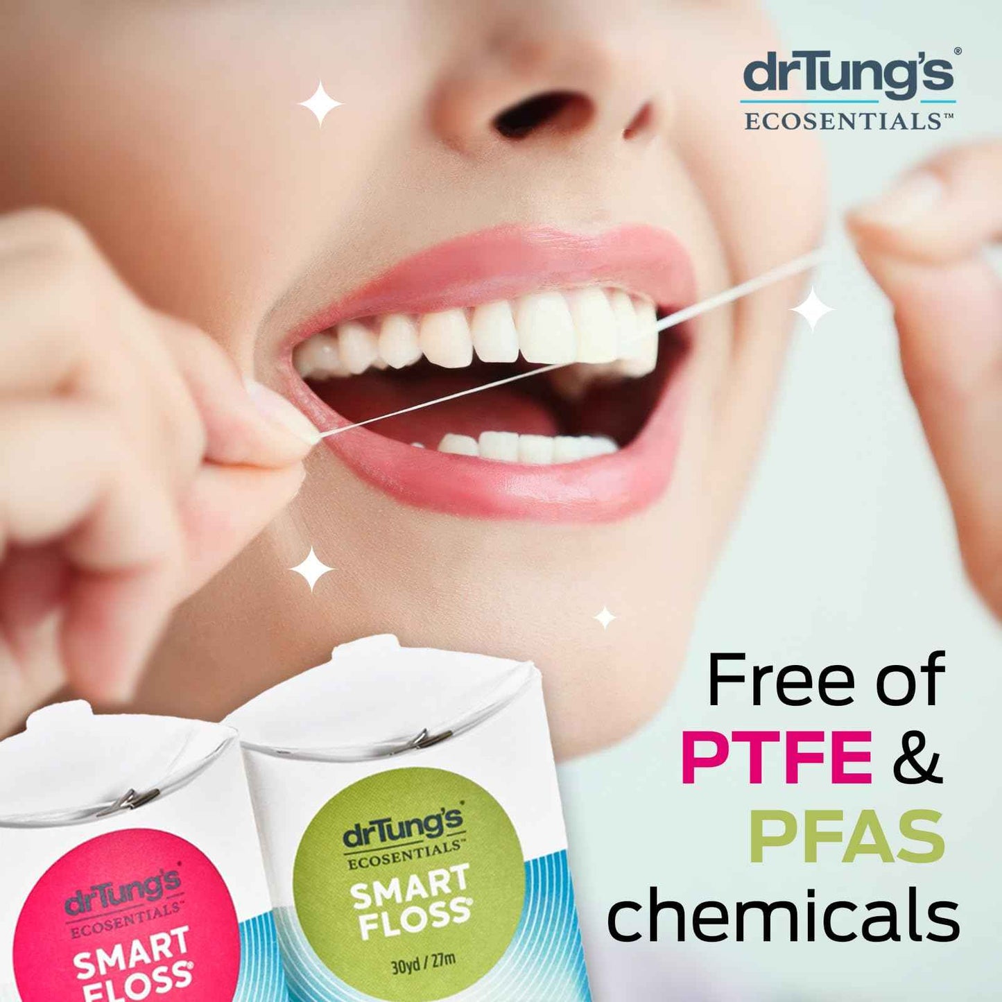 DrTung's Smart Floss - Natural Floss, PTFE & PFAS Free Floss, Gentle on Gums, Expands & Stretches, BPA Free - Natural Dental Floss Cardamom Flavor (Pack of 3)