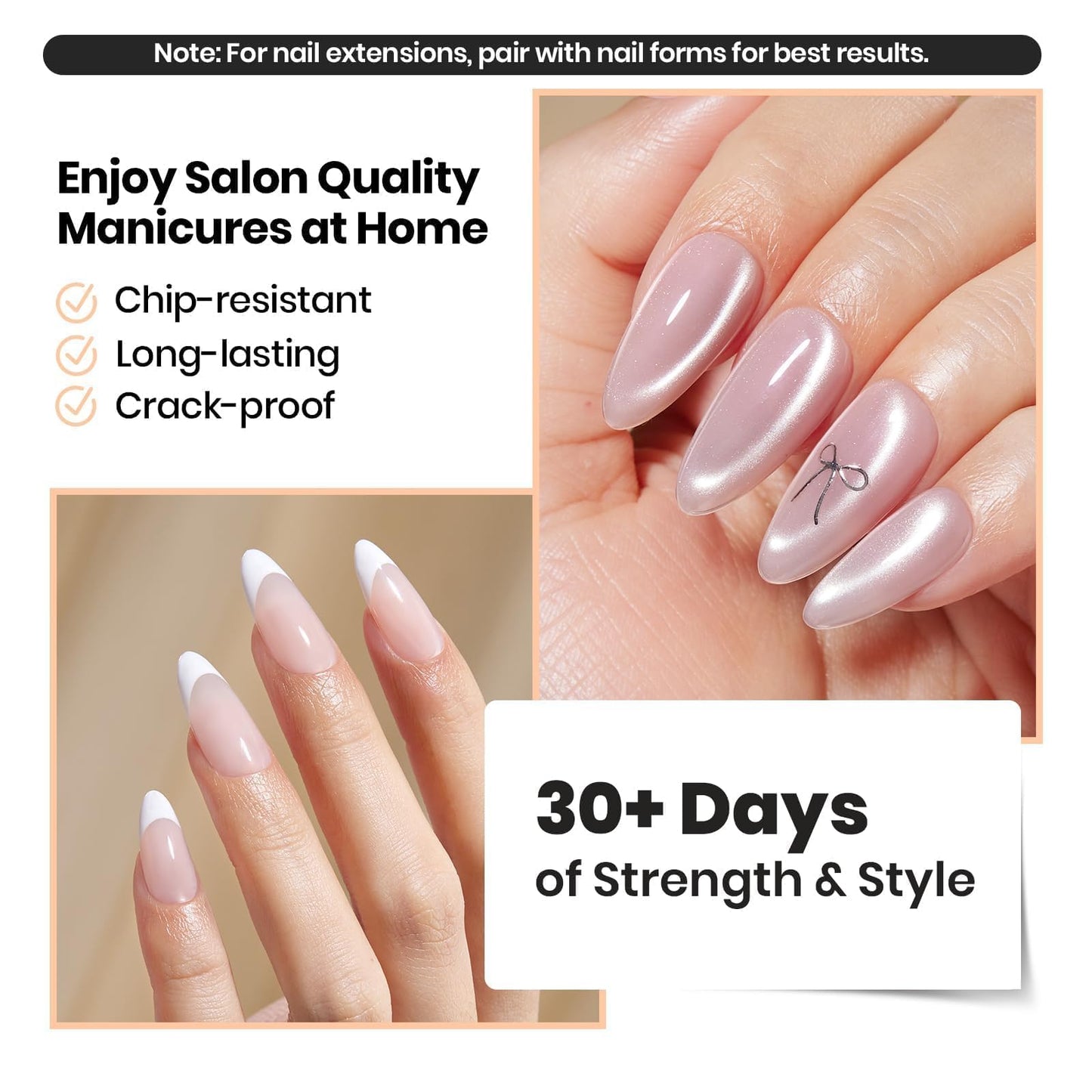 Beetles Builder Gel Set,Vitreous Radiance 3 Colors 8 in 1 Strengthening Instant Apex Building Nail Extension with Base&Top Coat for Beginners DIY Salon Silver Cat Eye Nail Polish,UV&LED Needed