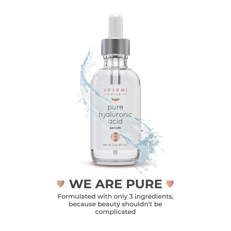 Jojumi Wild 2 oz. Pure Hyaluronic Acid Serum for Skin, Face and Under Eye - Best Hydrating Facial Serum for Microneedling Anti-Aging and Skin Care to Reduce Wrinkles and Fine Lines