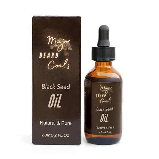 Major Beard Goals Black Seed Beard Oil for Men - 100% Cold Pressed Black Cumin Seed Oil for Beard Growth, Strengthens, Conditions, and Hydrates - Hair, Beard, and Mustache Oil for Dry Skin - 2oz
