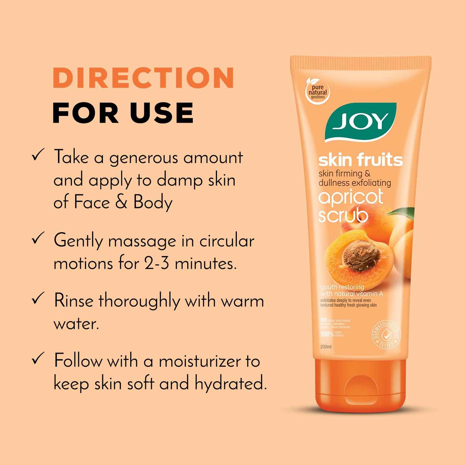 Joy Skin Fruits Gentle Moisturizing Apricot Scrub , 200ml