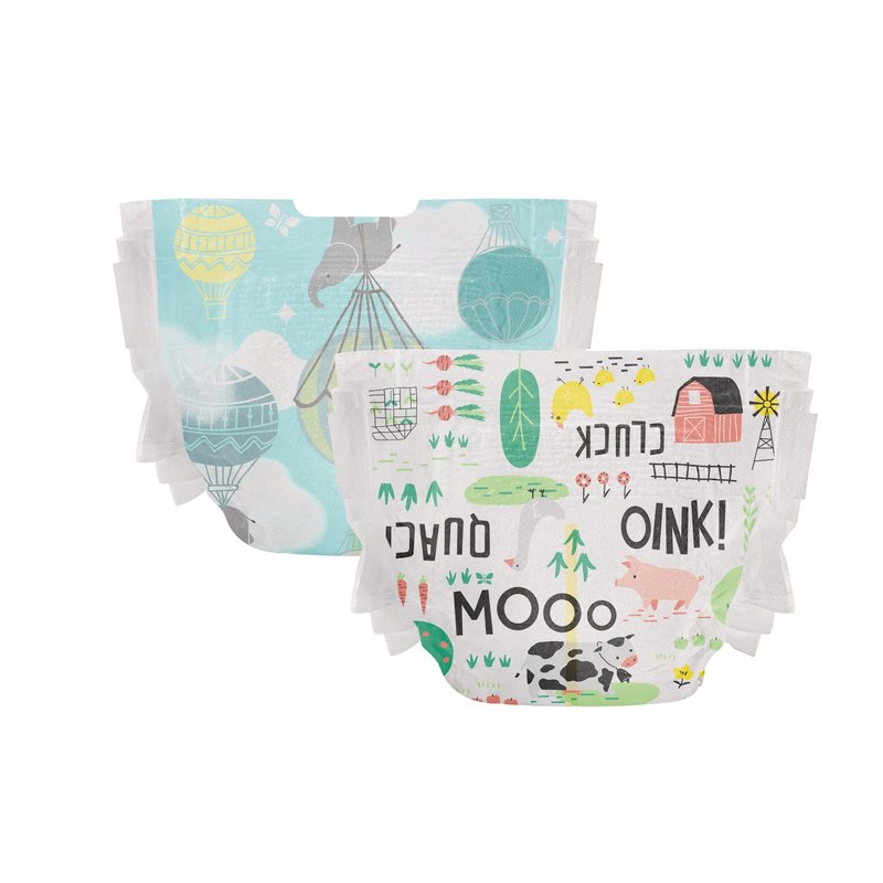 The Honest Company Comfort Dry Disposable Diapers Plant-Based Sustainable Above It All and Barnyard Babies Super Club Box Size 1 8-14 lbs 160 Count