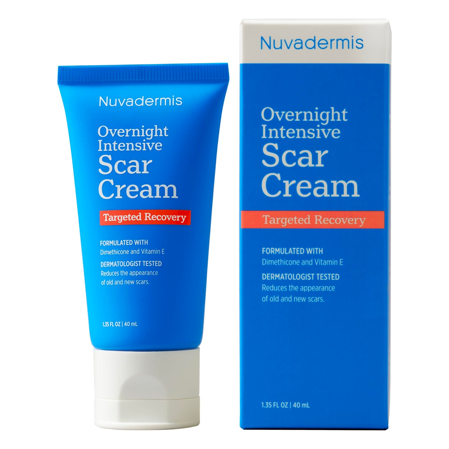 NUVADERMIS Overnight Intensive Scar Cream with Retinol, Allantoin, Vitamin E, Betaine – 1.35 Fl Oz PM Scar Cream Treatment for C-Sections, Keloids & Post-Surgery Care