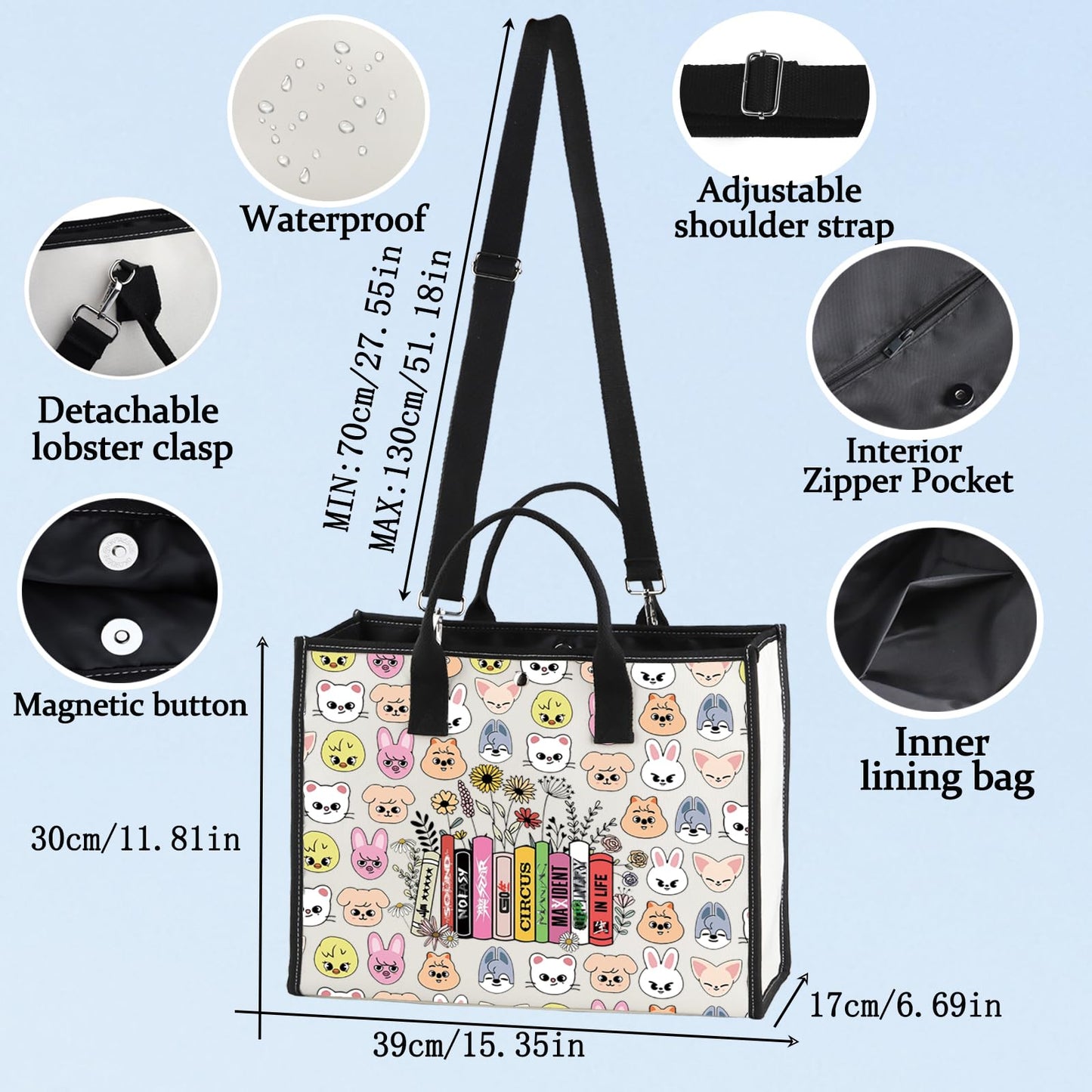 LEVLO Cartoon Korean Group Stay Cosmetic Makeup Bag Korean Group Animal Fans Gift Cartoon Member Zipper Pouch Bag (SK Life LT)