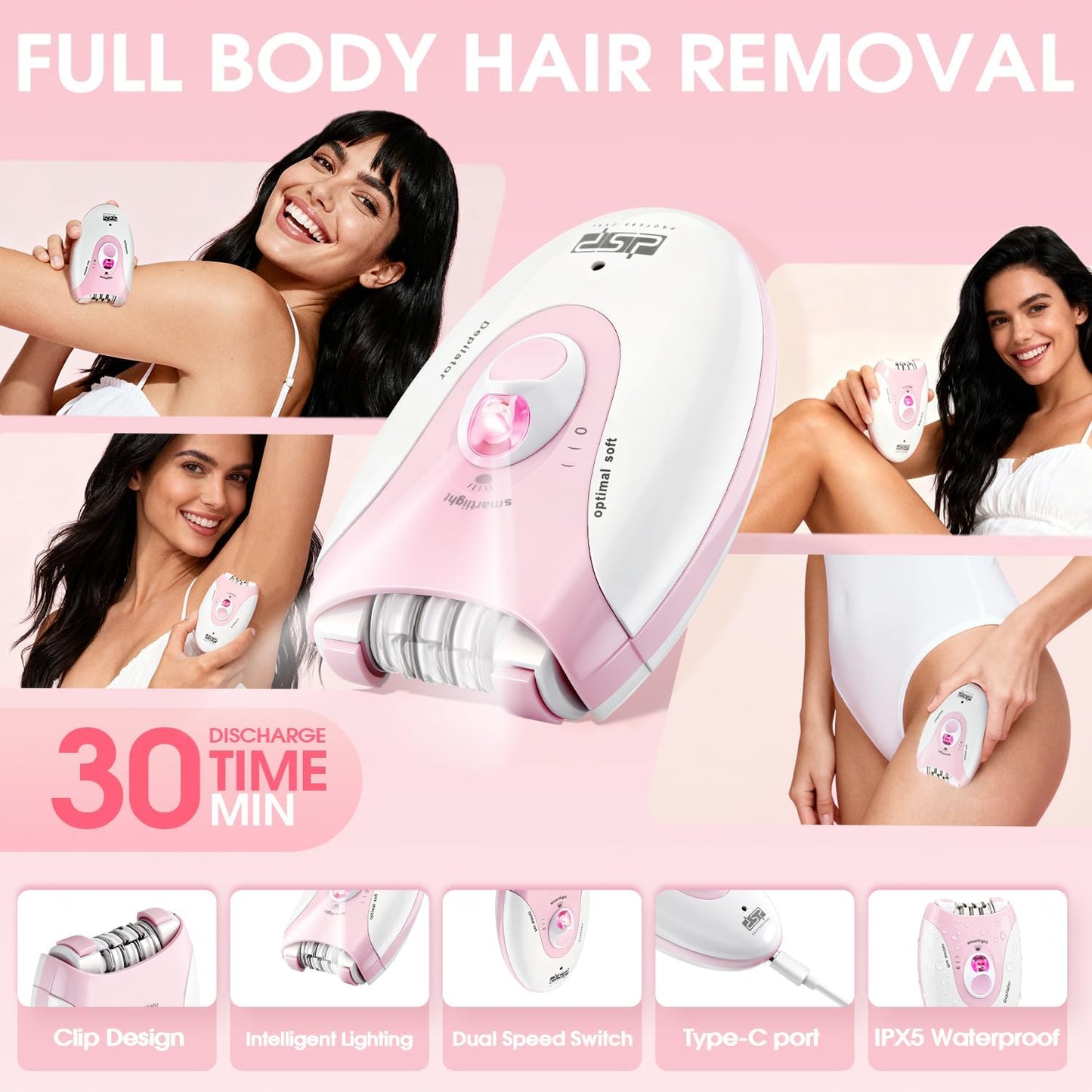 Epilators for Women - 2-Speed Hair Removal & Eyebrow Trimmer | Facial & Body Shaver for Legs, Face, Bikini, Arms
