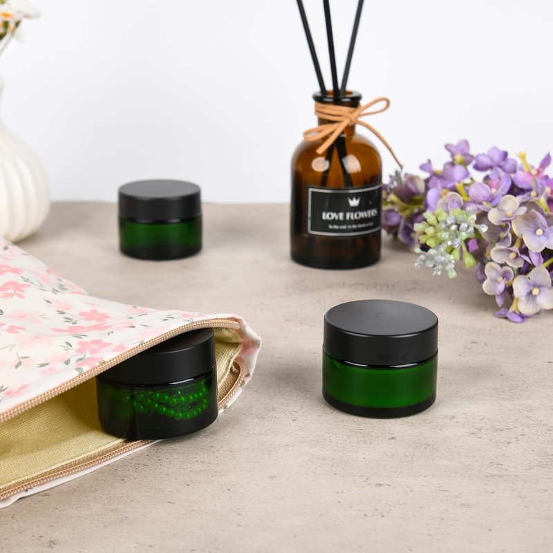 Eco-Friendly Glass Jars with Airtight Black Lids | Multi-Color Cosmetic Containers for Cream & Lotion (1oz)