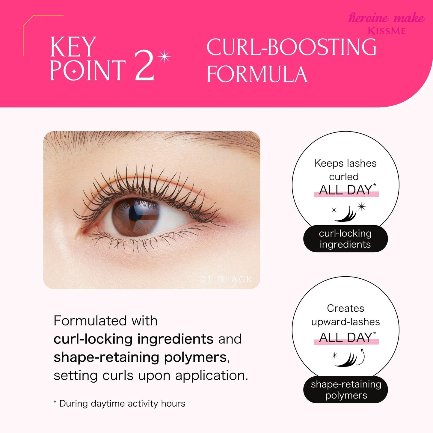 Heroine Make by KissMe Waterproof Mascara Black | Volumizing, Lengthening & Smudge-Proof Formula | Waterproof Mascara for Long-Lasting Curl & Volume | Made in Japan | 3 Pack