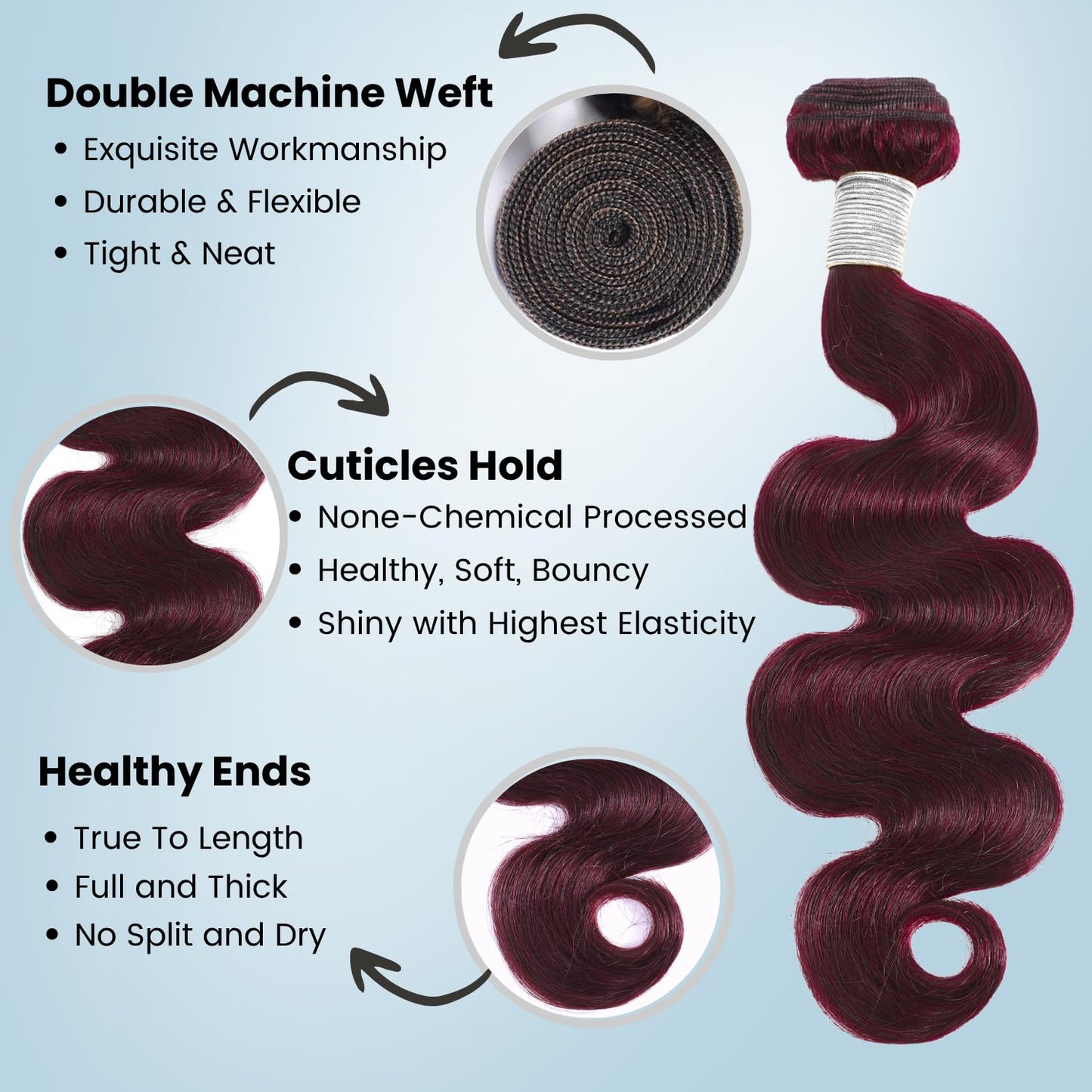 99j Color Human Hair Bundles Body Wave 12 Inch