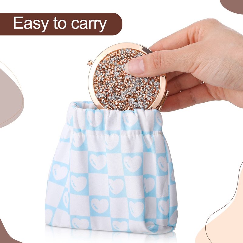 Roowest 16 Pack Metal Rhinestone Compact Mirror Bulk for Women Inspirational Rose Gold Magnifying Pocket Mirrors for Purses Wedding Bridal Shower Favors
