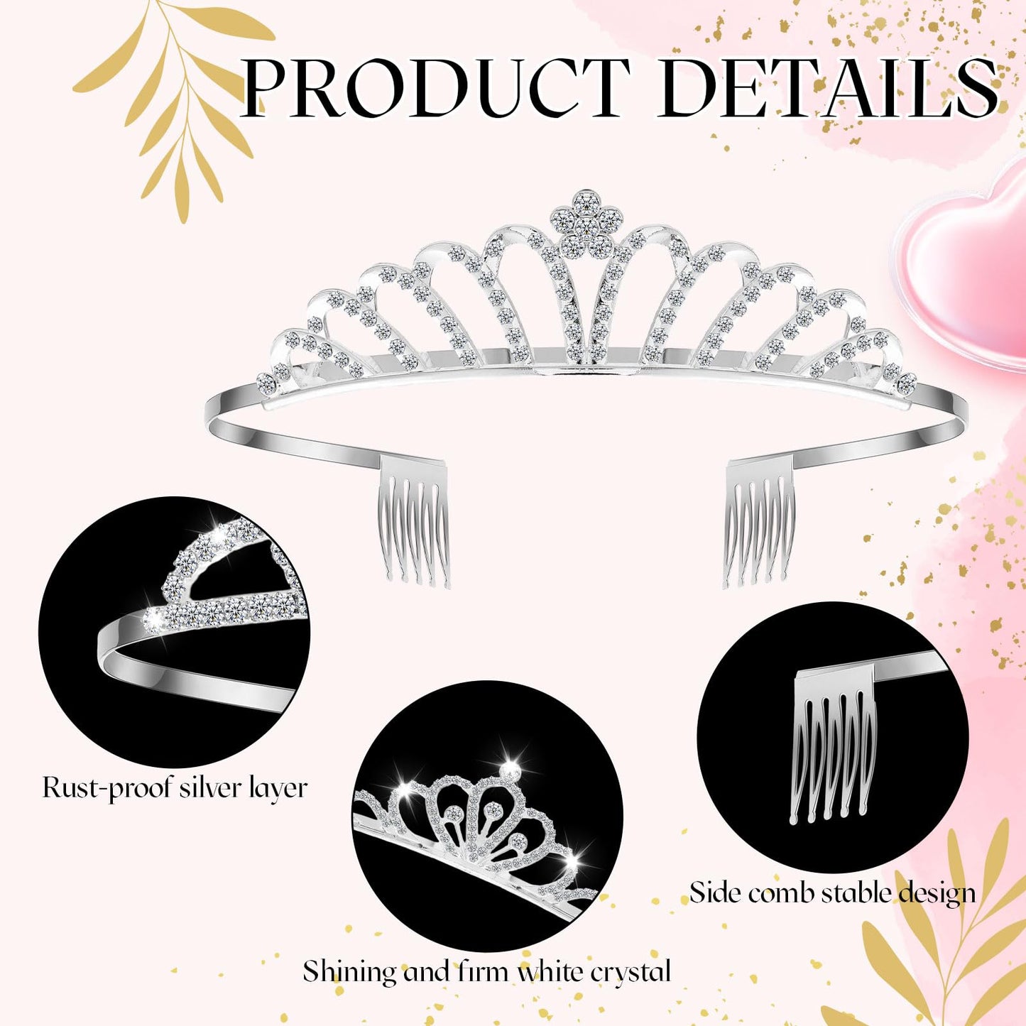 Yuefunny 24 Pcs Crystal Tiara Crowns for Women Bulk Rhinestone Princess Headband Crown with Combs Tiaras for Pageant Bridal Shower Wedding Birthday Prom Party Gifts(Classic,Silver)