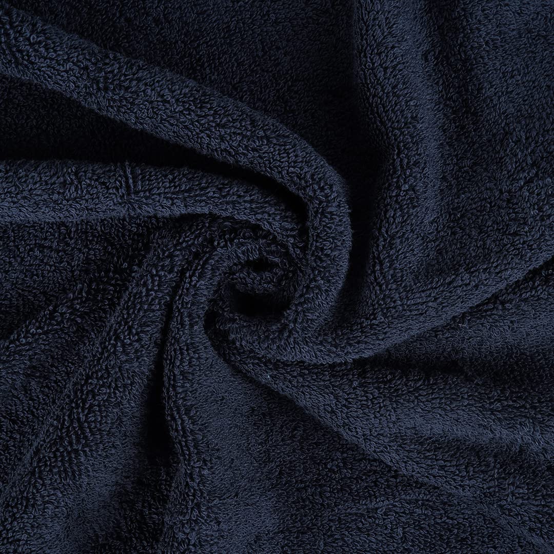 CASA COPENHAGEN Solitaire 6 Pieces Towel Set- Navy, 600 GSM 2 Bath Towel 2 Hand Towel 2 Washcloth, Designed in Denmark Made of Soft Egyptian Cotton for Bathroom, Kitchen & Shower