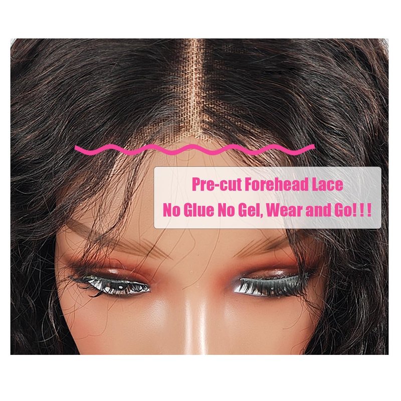 Glueless Wigs Human Hair - Pre Plucked Bob Wig | 180% Density Deep Wave Curly 12-Inch Natural Black