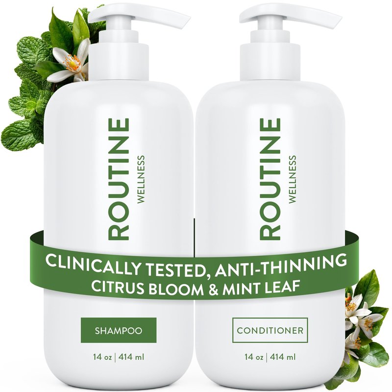Routine Wellness Anti-Thinning Volumizing Shampoo and Conditioner Set for Thinning Hair & Hair Loss - Grow Your Confidence with Biotin & DHT Blockers - Berry Bloom & Citrus Set