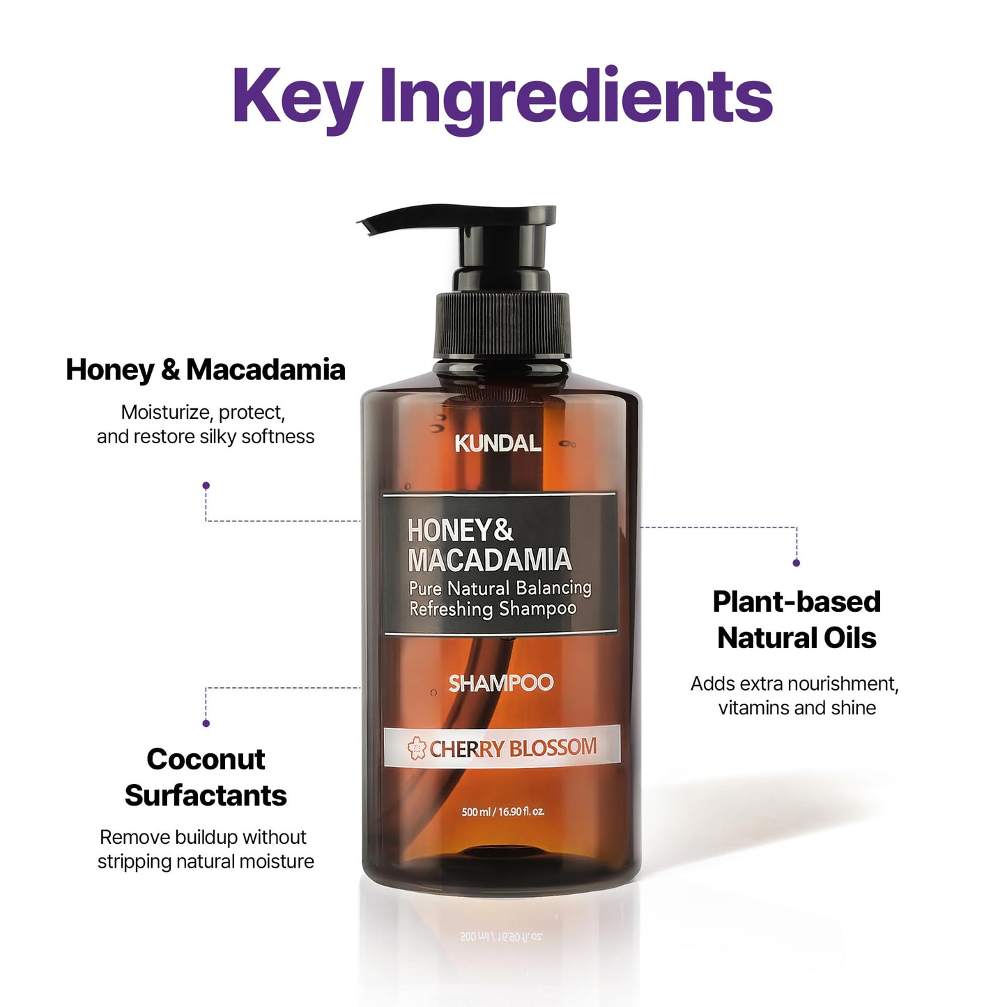 KUNDAL Honey & Macadamia Korean Hair Care Shampoo & Conditioner Set, Clean Soap, 16.9 Fl Oz, Pack of 2 - Salon Quality, Helps Hair Feel Moisturized Argan Oil Sulfate Free Formula, Long Lasting Scent