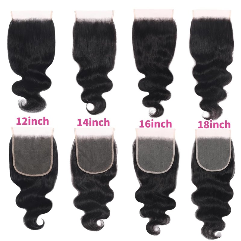 5x5 Transparent HD Lace Closure - Body Wave Human Hair, Pre-Plucked, Natural Black | 16 Inch