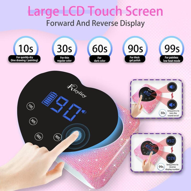 UV LED Nail Lamp - 72W Rechargeable Cordless Nail Dryer with 5 Timer Settings | Fast Gel Polish Curing for Salon & Home