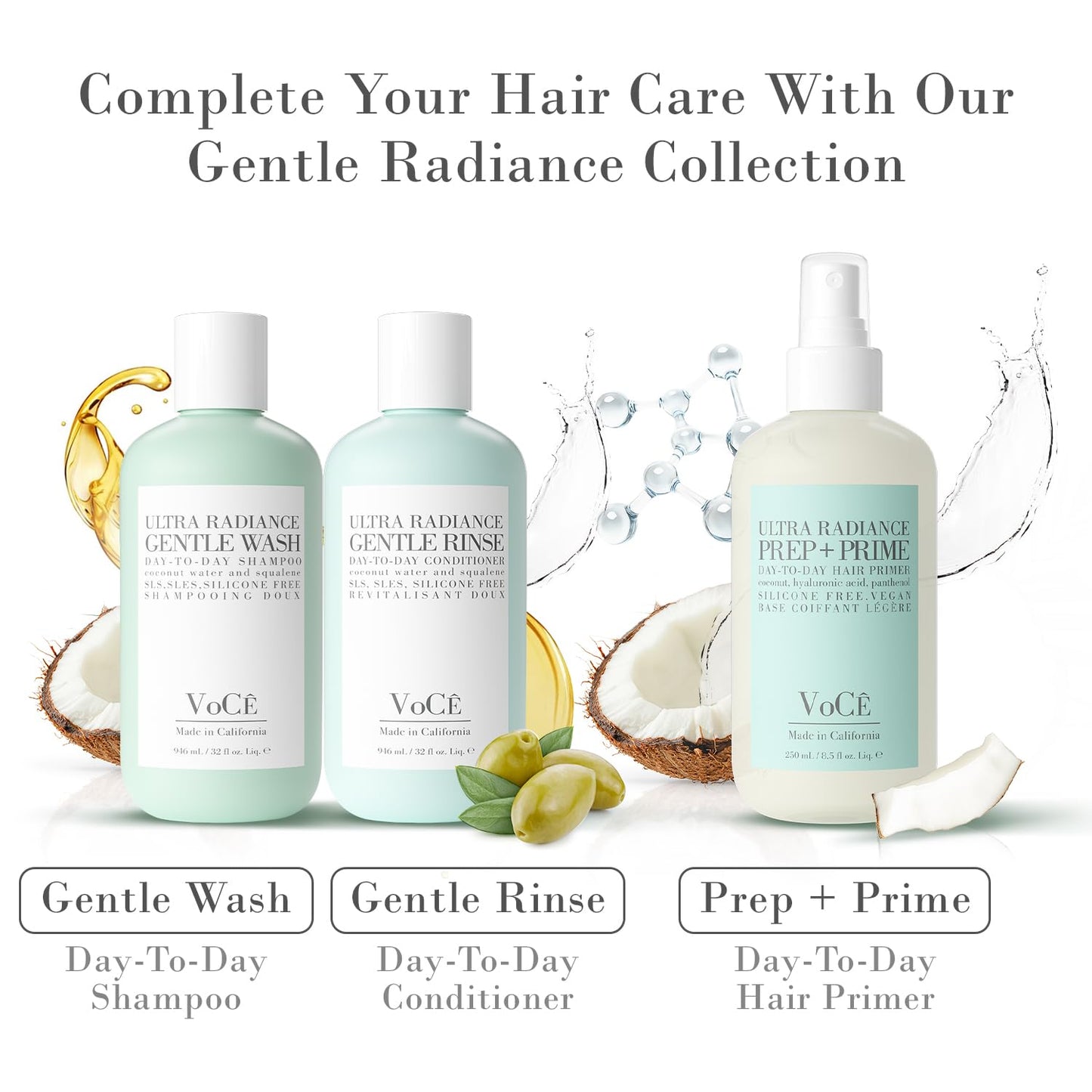 Vegan Hair Prep & Prime Spray - Shine, Style Retention & Heat Protection | Anti-Frizz, Nourishing Formula (8.5oz | 250ml)