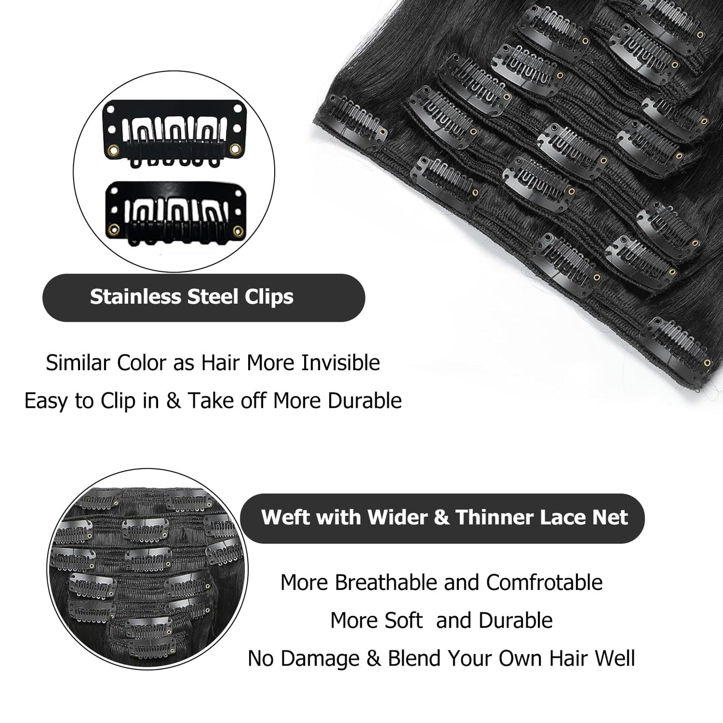Clip ins Human Hair Remy Kinky Straight Clip in for Black Women Yaki Straight Clip in Hair YK 120g