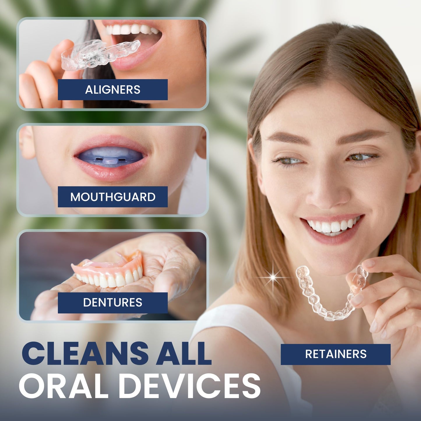 RAD FRESH - Natural Mouth Guard Cleaner with Food-Grade Hydrogen Peroxide, Easy-to-Use, No-Rinse-Formula Retainers Cleaner for All Oral Devices Like Aligners, Dentures & More, 1 Pack, 3.4 oz