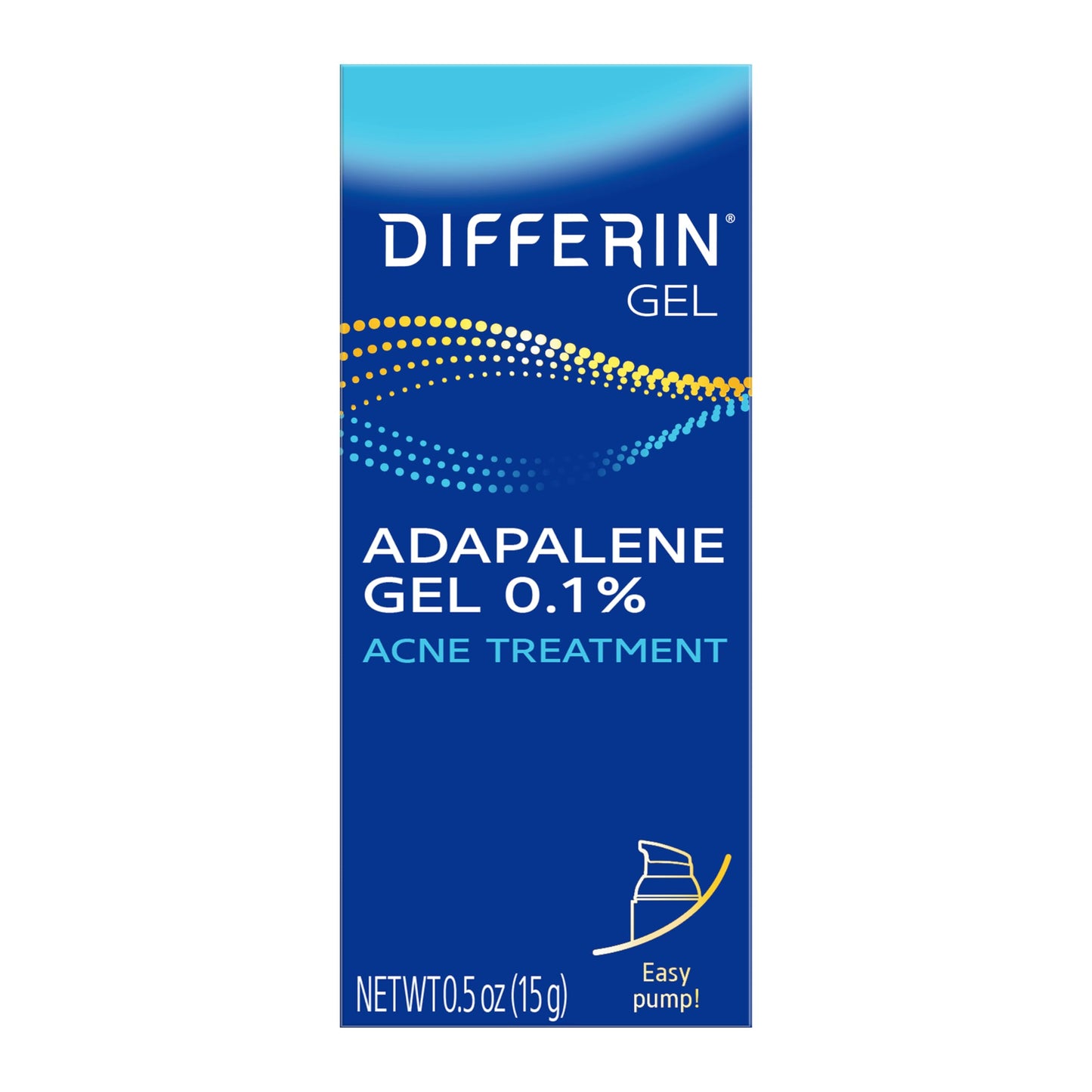 Differin Acne Treatment Gel, 30 Day Supply, Retinoid Treatment for Face with 0.1% Adapalene, Gentle Skin Care for Acne Prone Sensitive Skin, 15g Pump (Packaging May Vary)